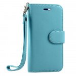 Wholesale iPhone 6 4.7 Folio Flip Leather Wallet Case with Strap (Blue)